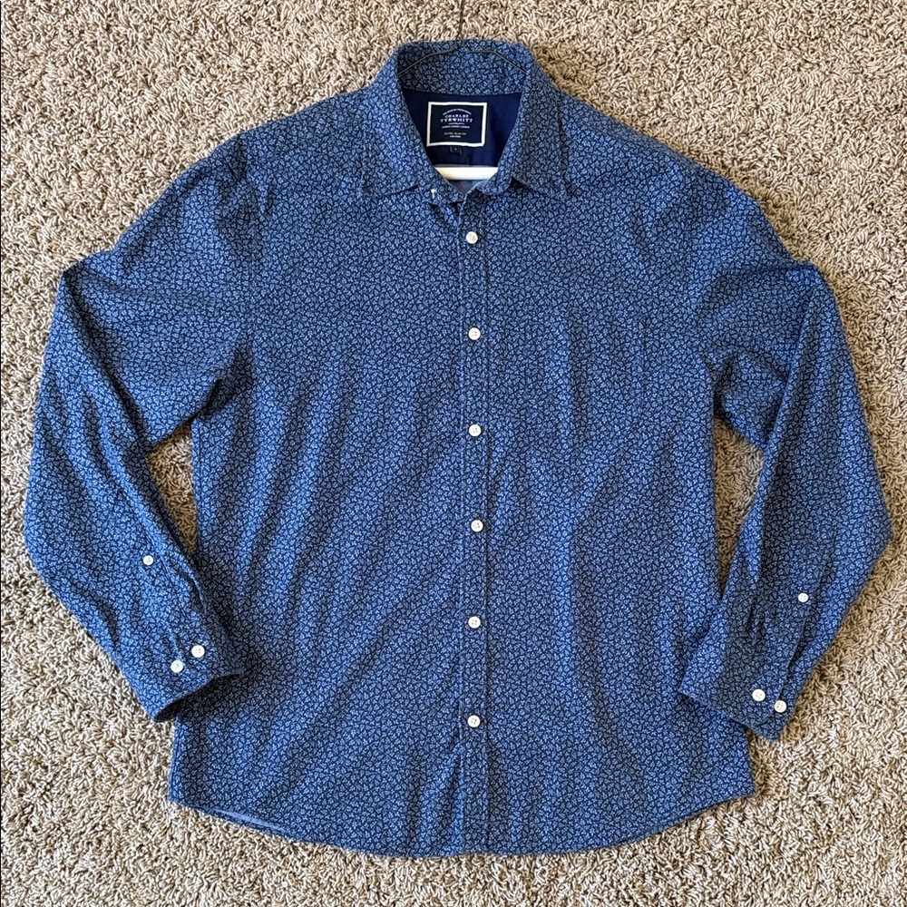 Charles Tyrwhitt Blue Patterned Button Down Shirt - Extra Slim Fit